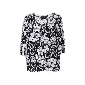 Nicaya Woman's Blouse Button Front Black & White Stretch Size 2X